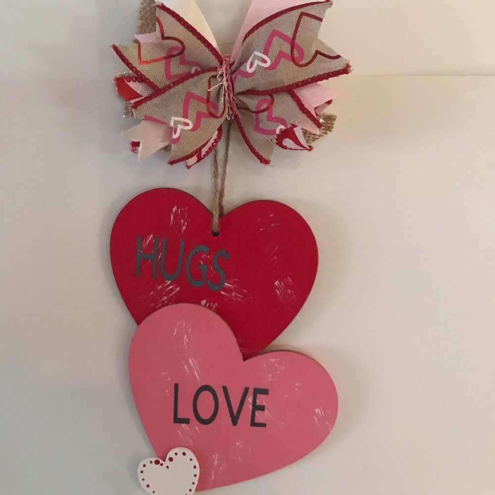 Hand Crafted Valentine Hanging Conversation Hearts "Celebrate Valentines Day"